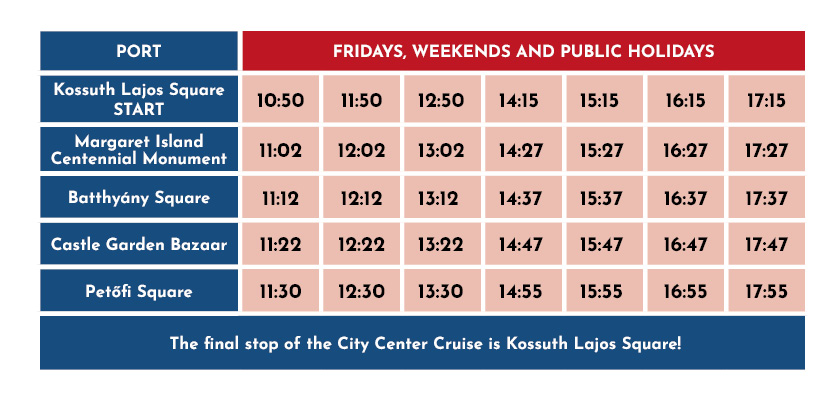 Weekend timetable